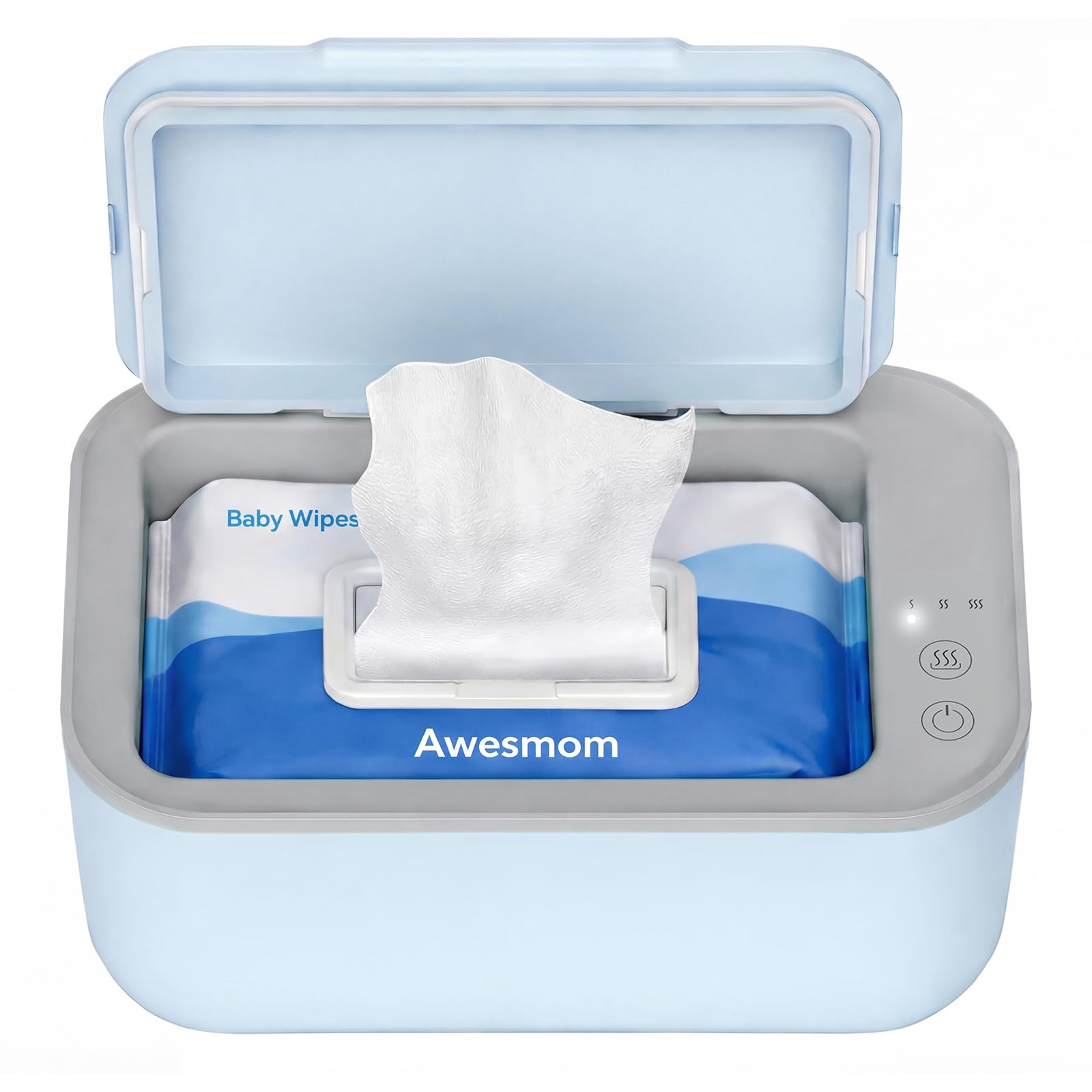 Awesmom wipe warmer with large capacity for busy diaper changes.