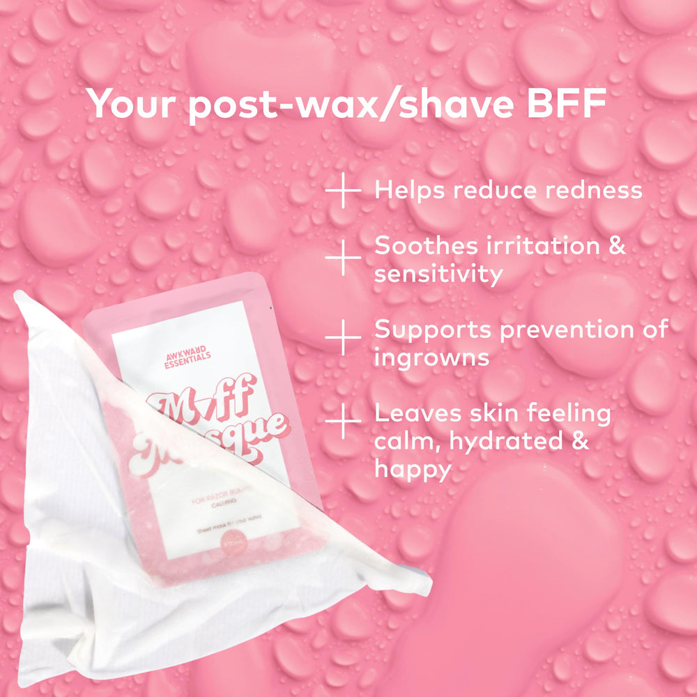Awkward Essentials Muff Masque uses coconut, olive, and rose oils to moisturize.