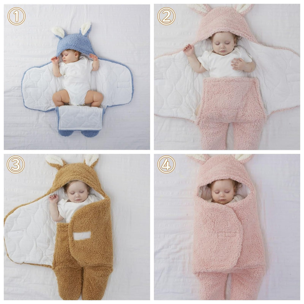 AWSOLAR swaddle shows adjustable size for growing babies 0-6 months.