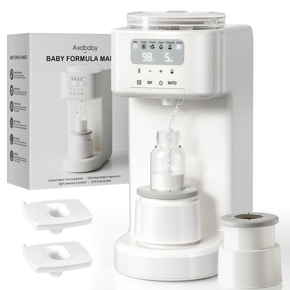 Axababy Advanced Baby Formula Dispenser front view shows quick bottle prep and precise mixing