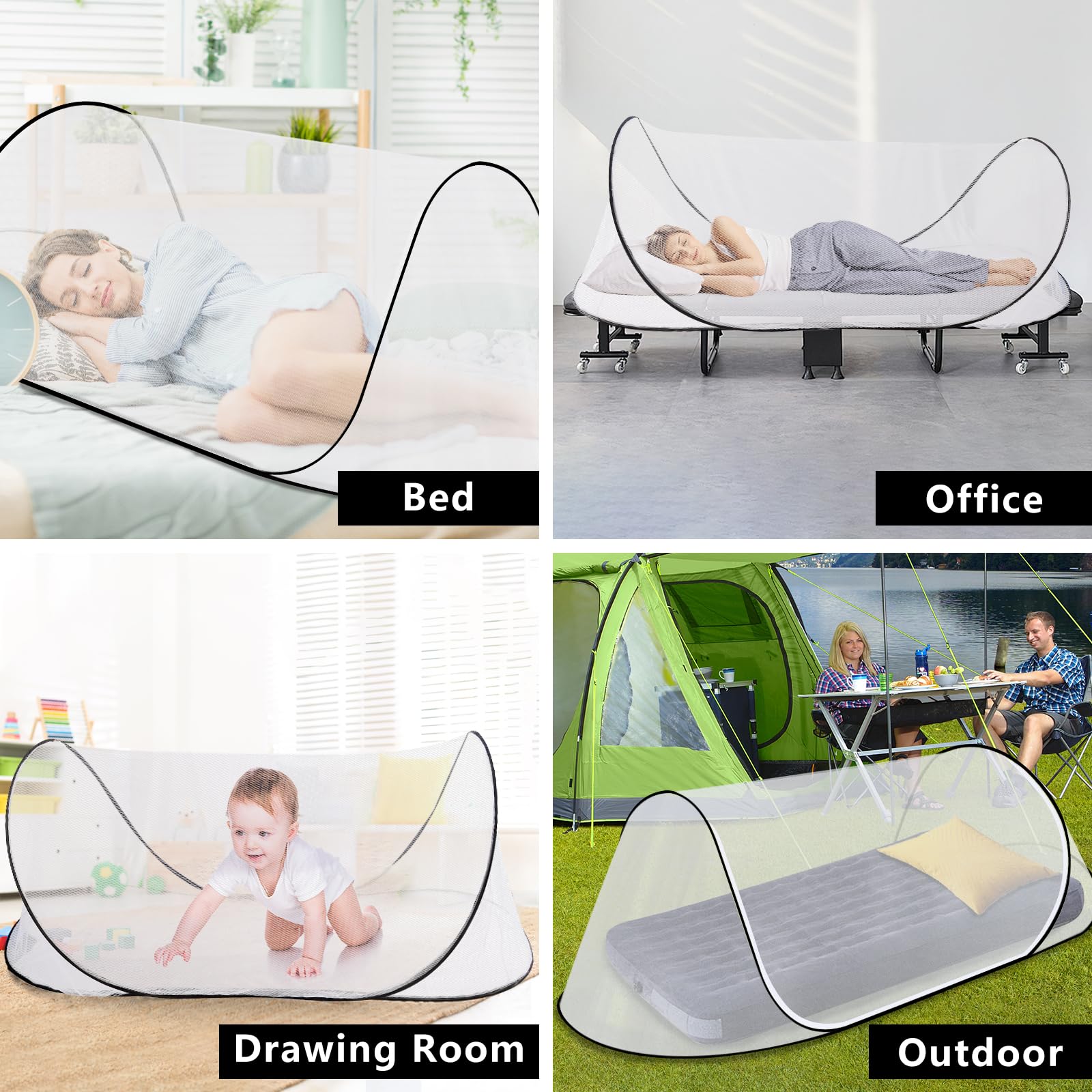 Axcoix double-zipper entry mosquito net ensures easy access and tight sealing.