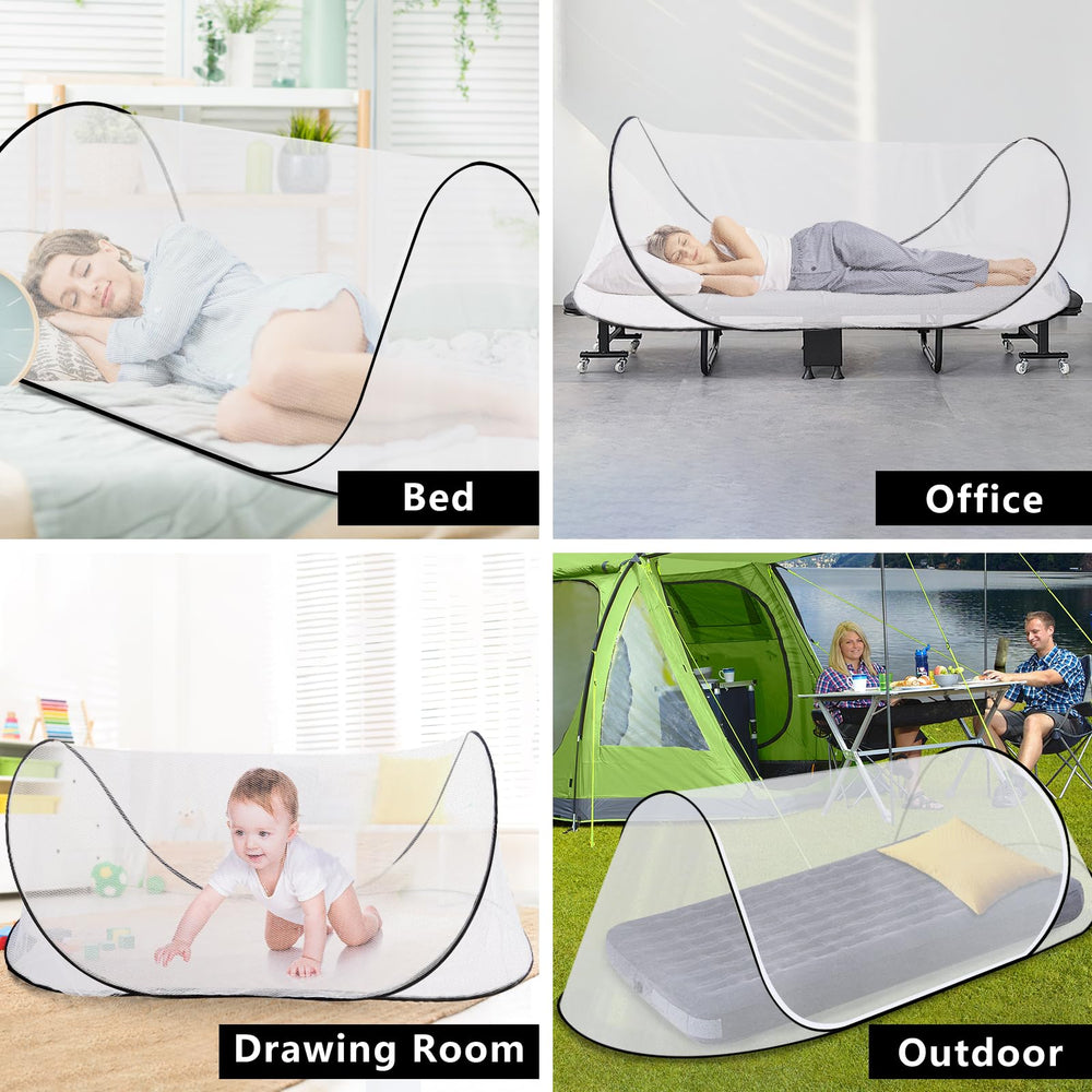 Axcoix double-zipper entry mosquito net ensures easy access and tight sealing.