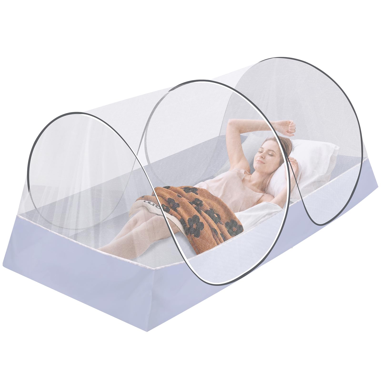 Axcoix extra large pop up mosquito tent bed setup offers spacious sleep protection