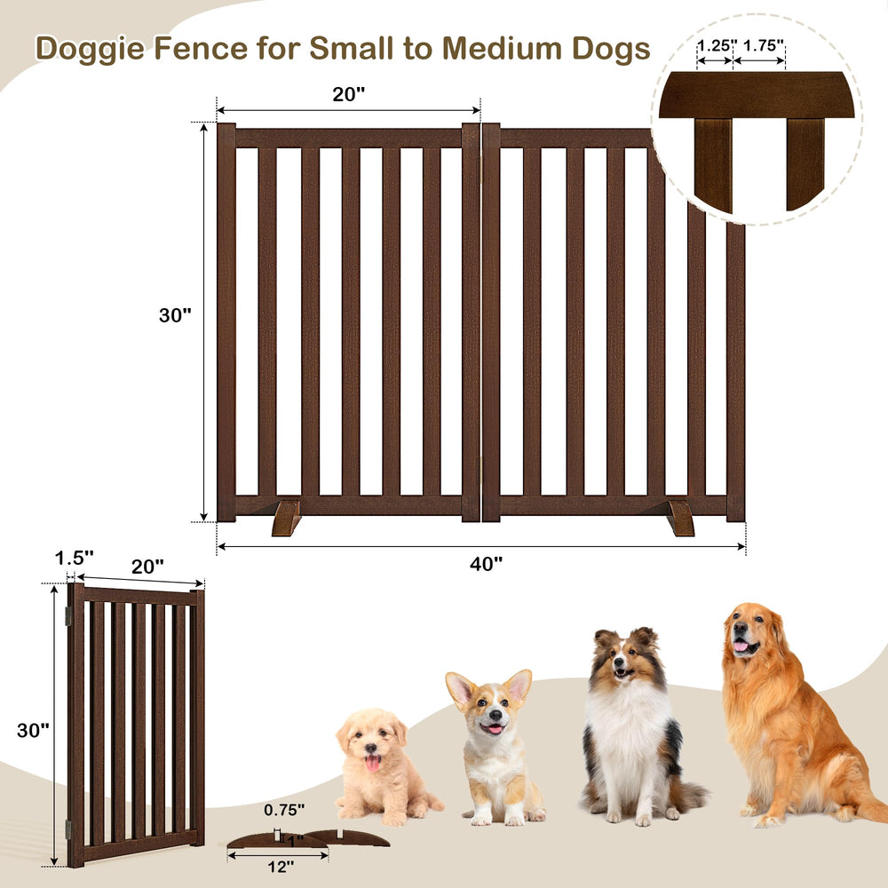 Axeman solid wood dog gate with two support feet increases stability on various surfaces.