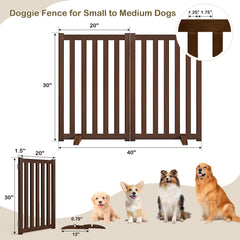 Axeman solid wood dog gate with two support feet increases stability on various surfaces.