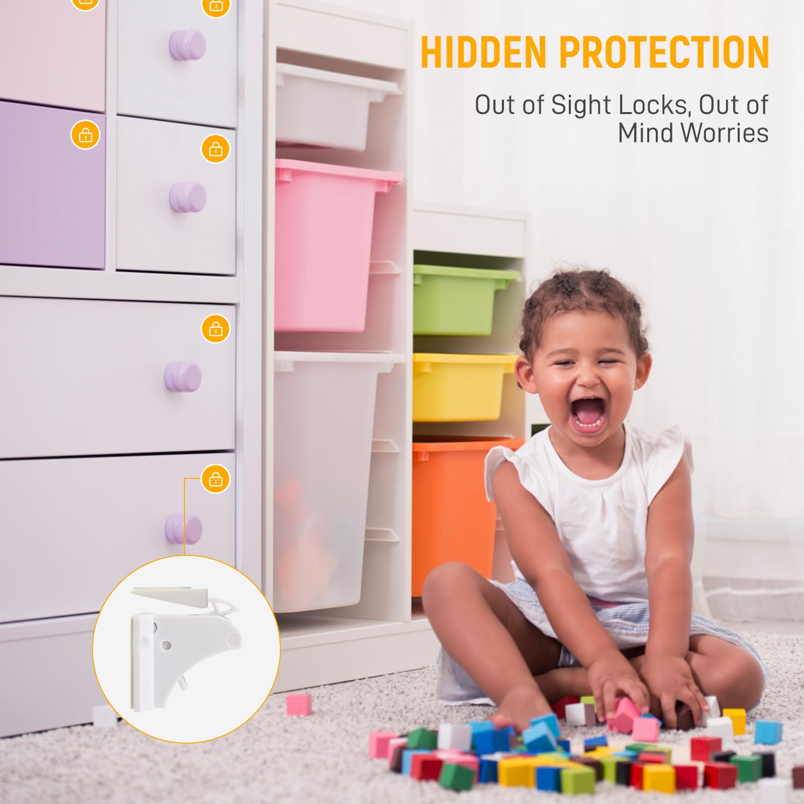Axfvd bathroom and pantry safety lock for cabinets and drawers.