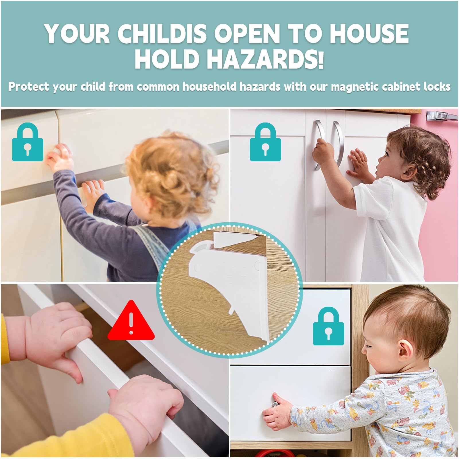 Axfvd magnetic cabinet lock with 3M adhesive for secure, no-drill installation.