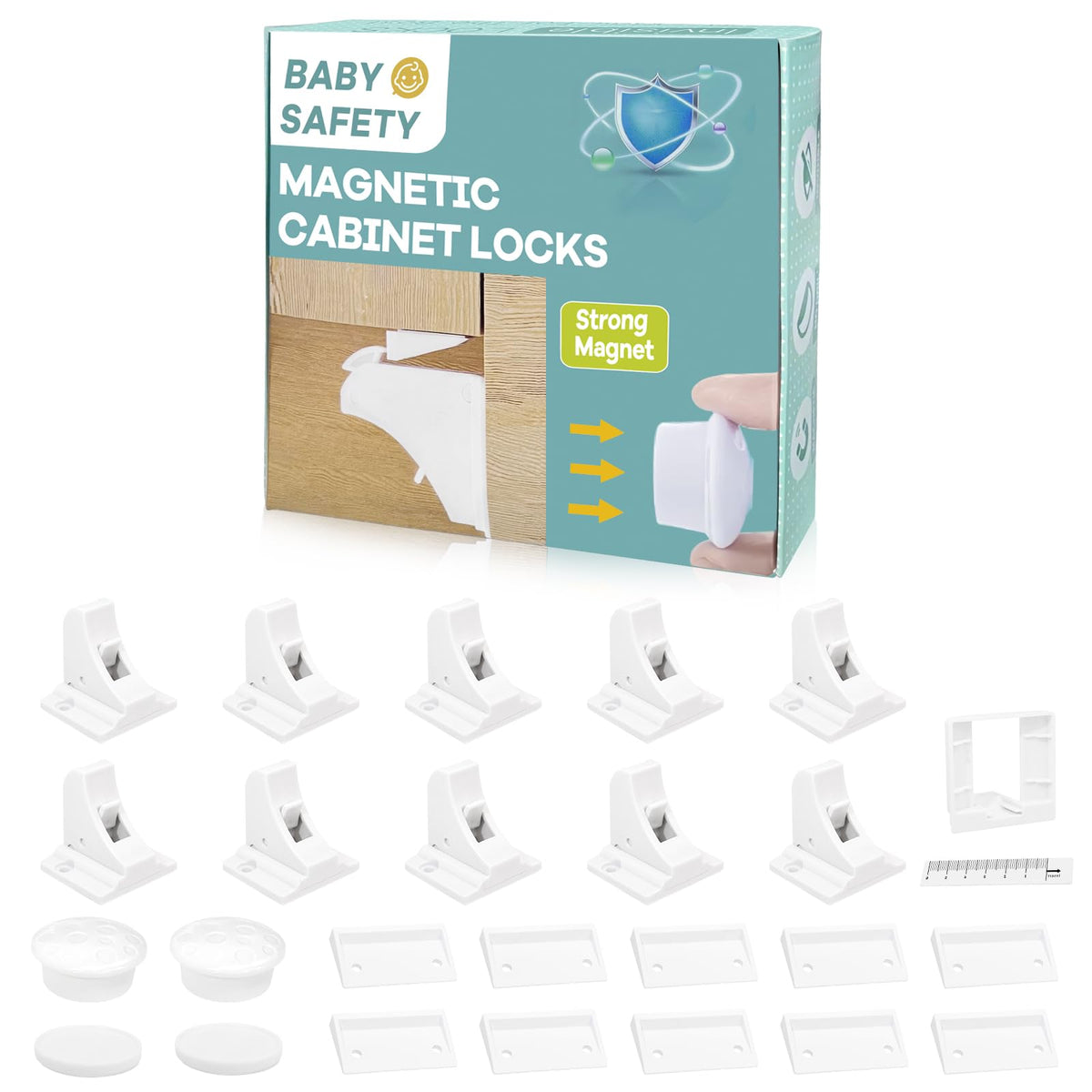 Axfvd magnetic cabinet lock installed inside cabinet for tool-free protection.
