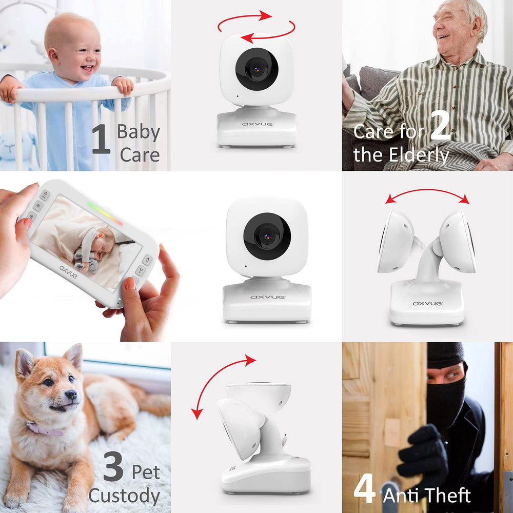 Axvue monitor with remote pan-tilt-zoom to capture baby from multiple angles.