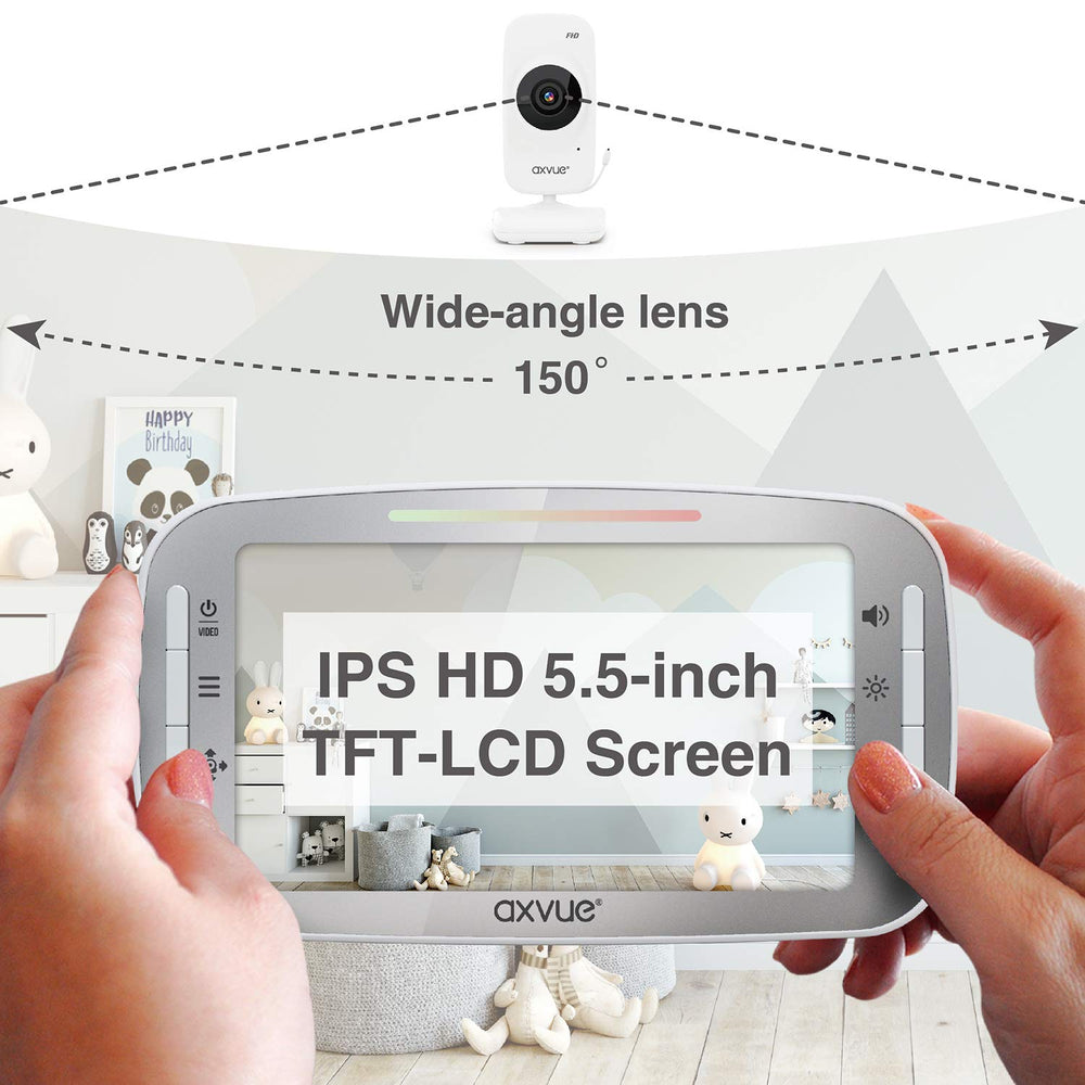Axvue split-screen 2cam view lets you monitor two rooms at once