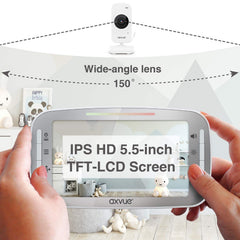 Axvue split-screen 2cam view lets you monitor two rooms at once
