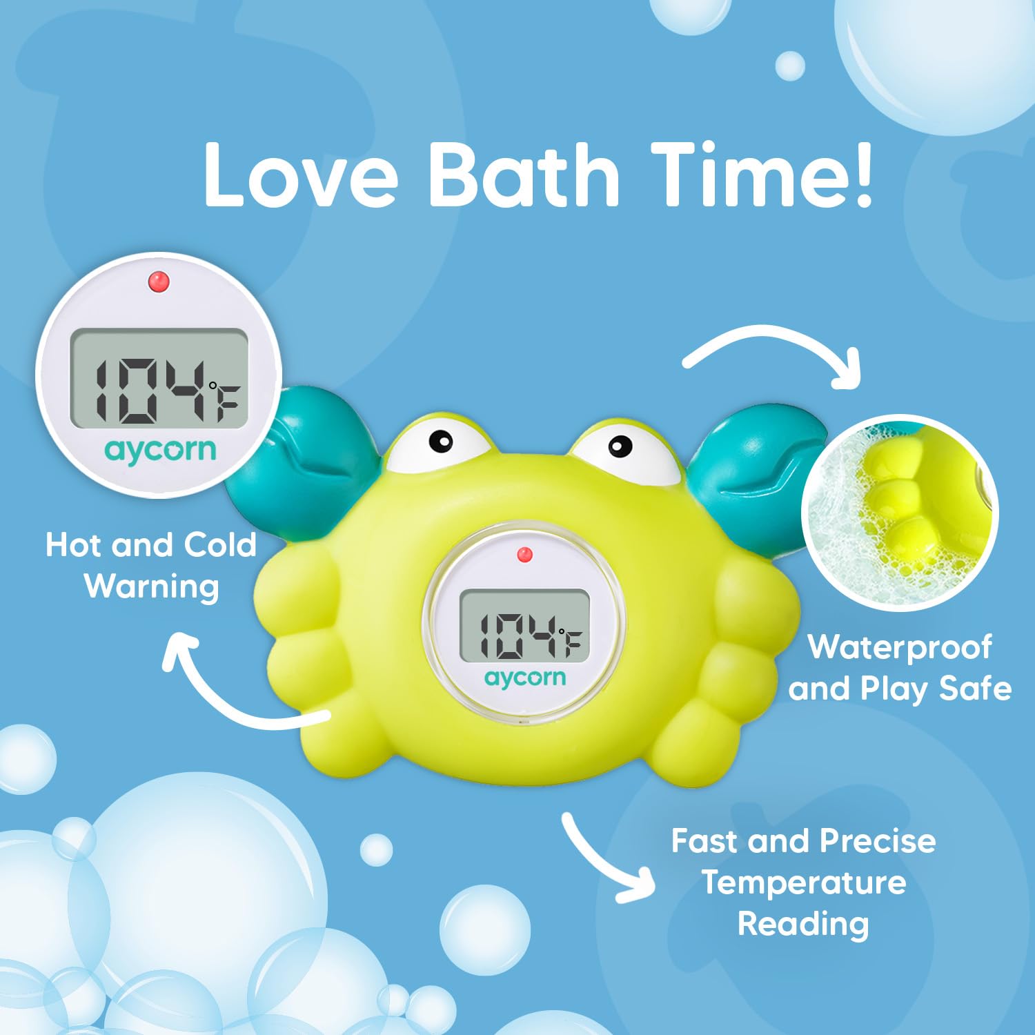 aycorn bath thermometer shows fast readings on lcd display