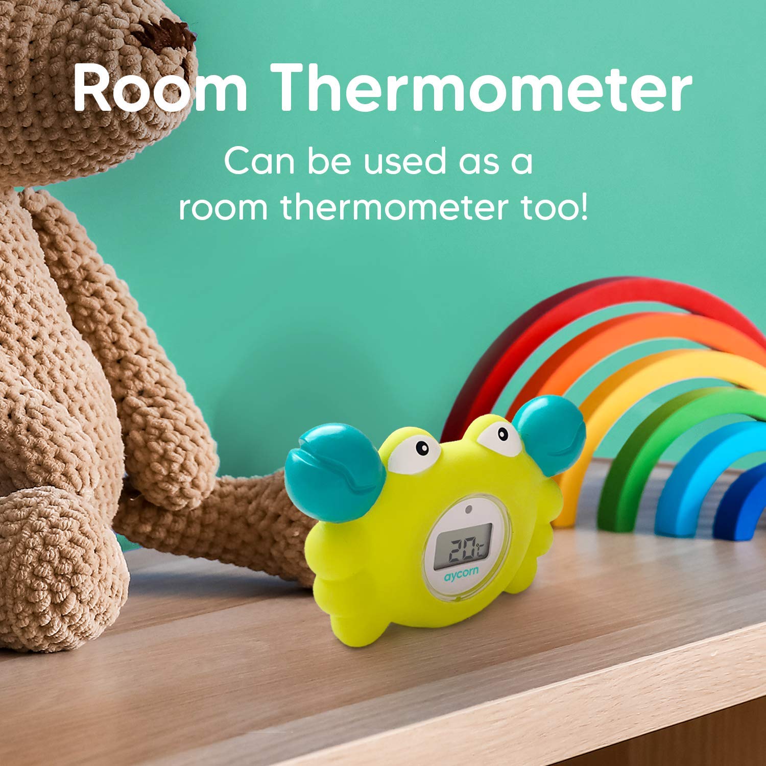 aycorn bath time toy engaging infant while monitoring water