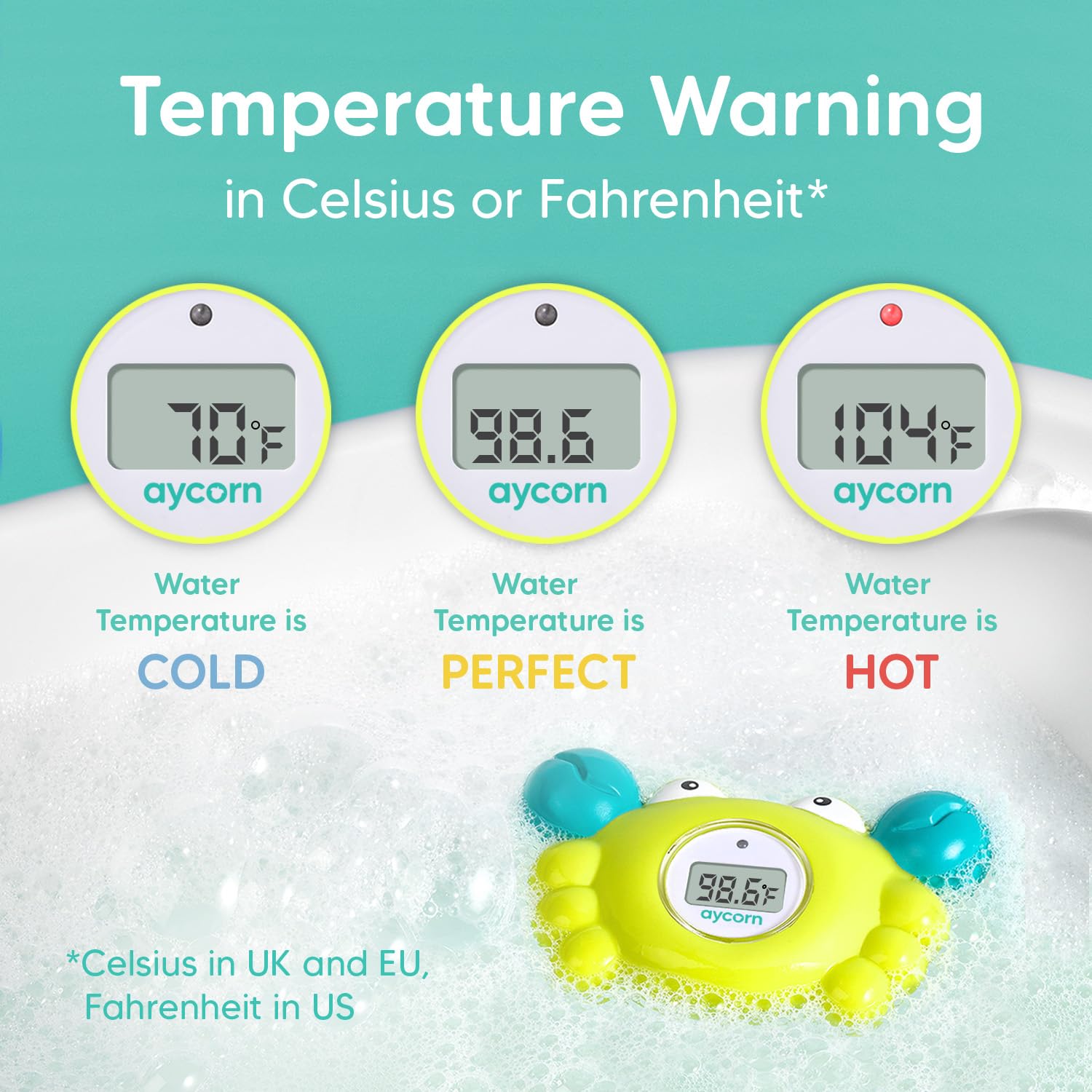 aycorn floating baby thermometer toy remains buoyant in tub