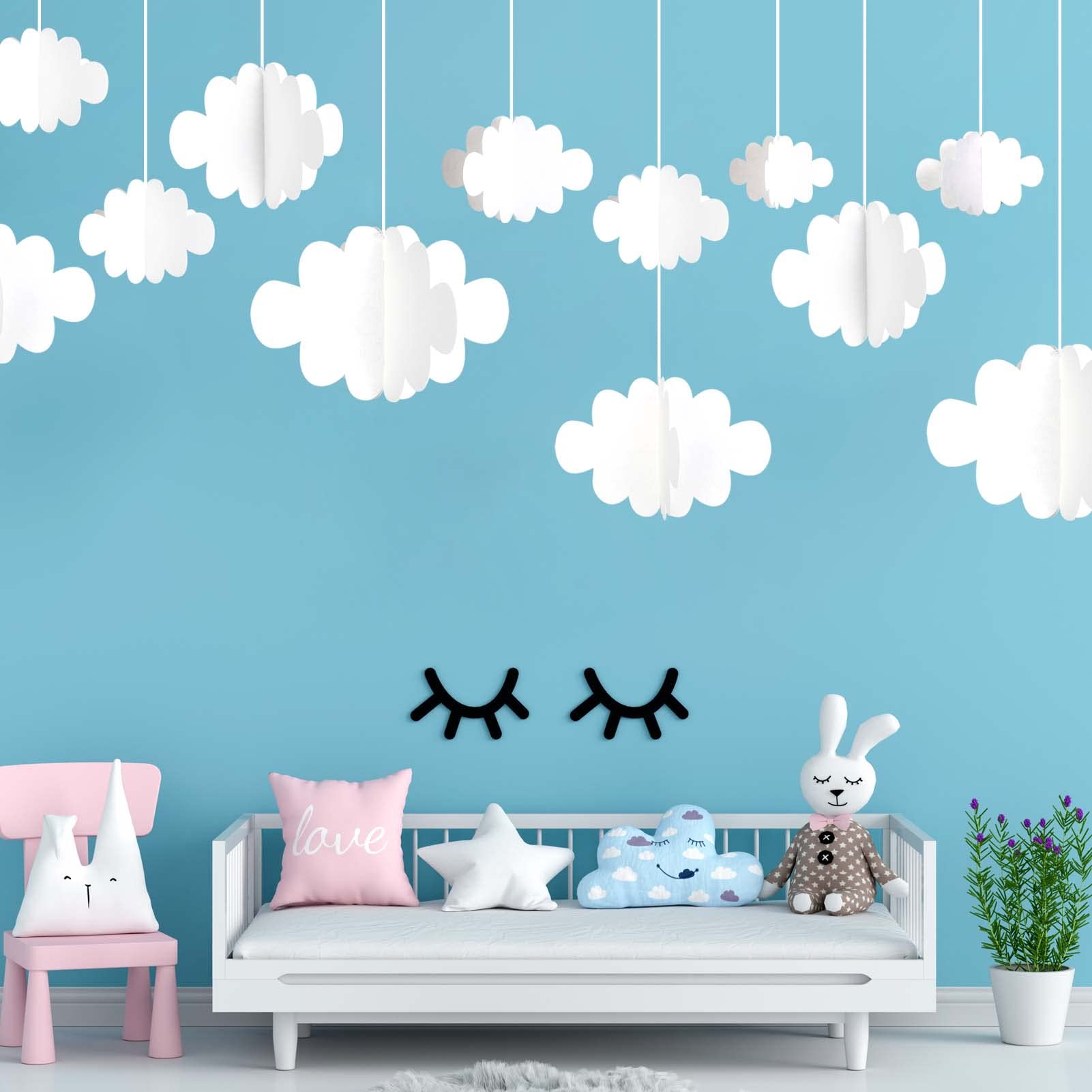 Ayfjovs cloud decor pack offers five sizes to create varied layouts.