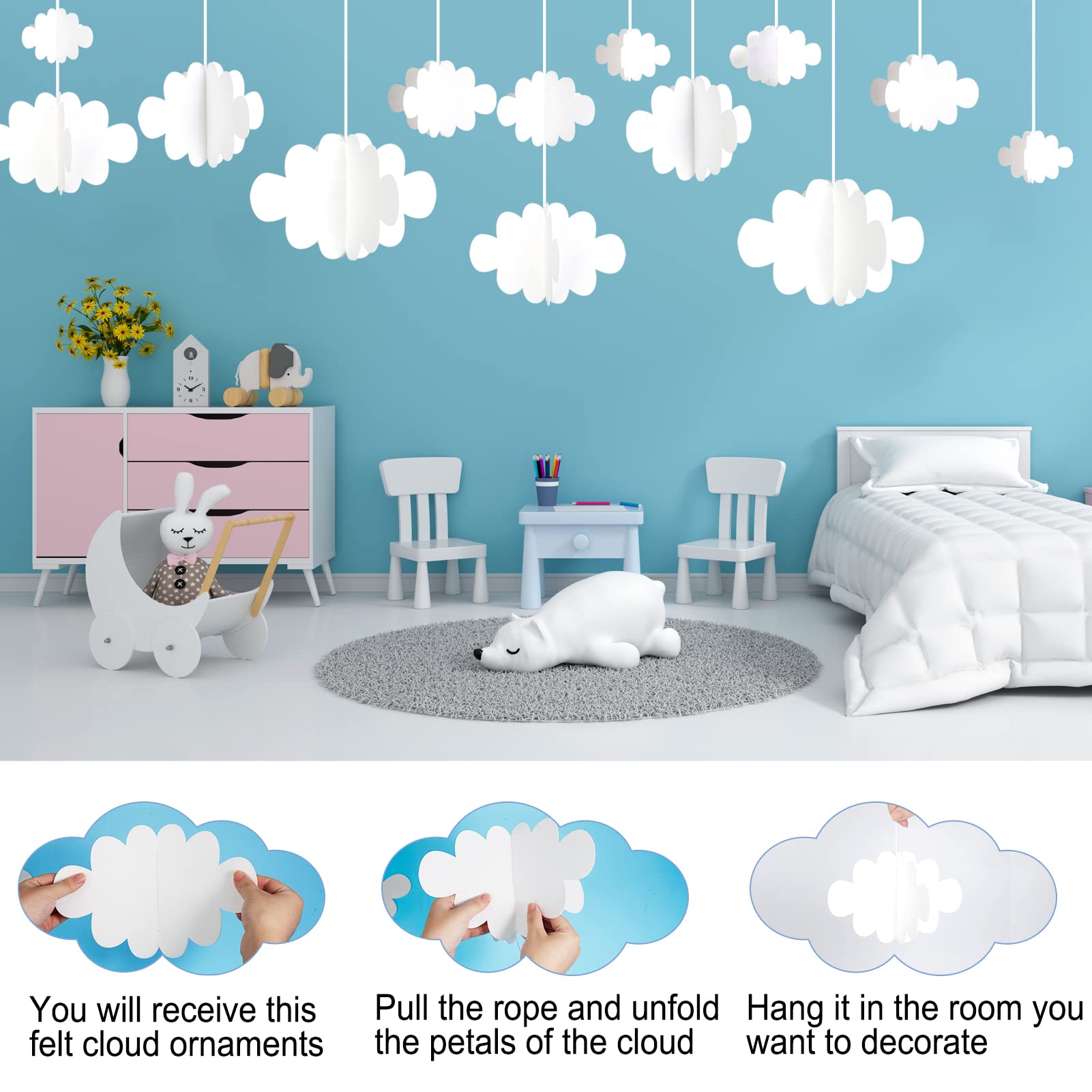 Ayfjovs crossed 3D cloud design adds dimensional wall or ceiling decor.