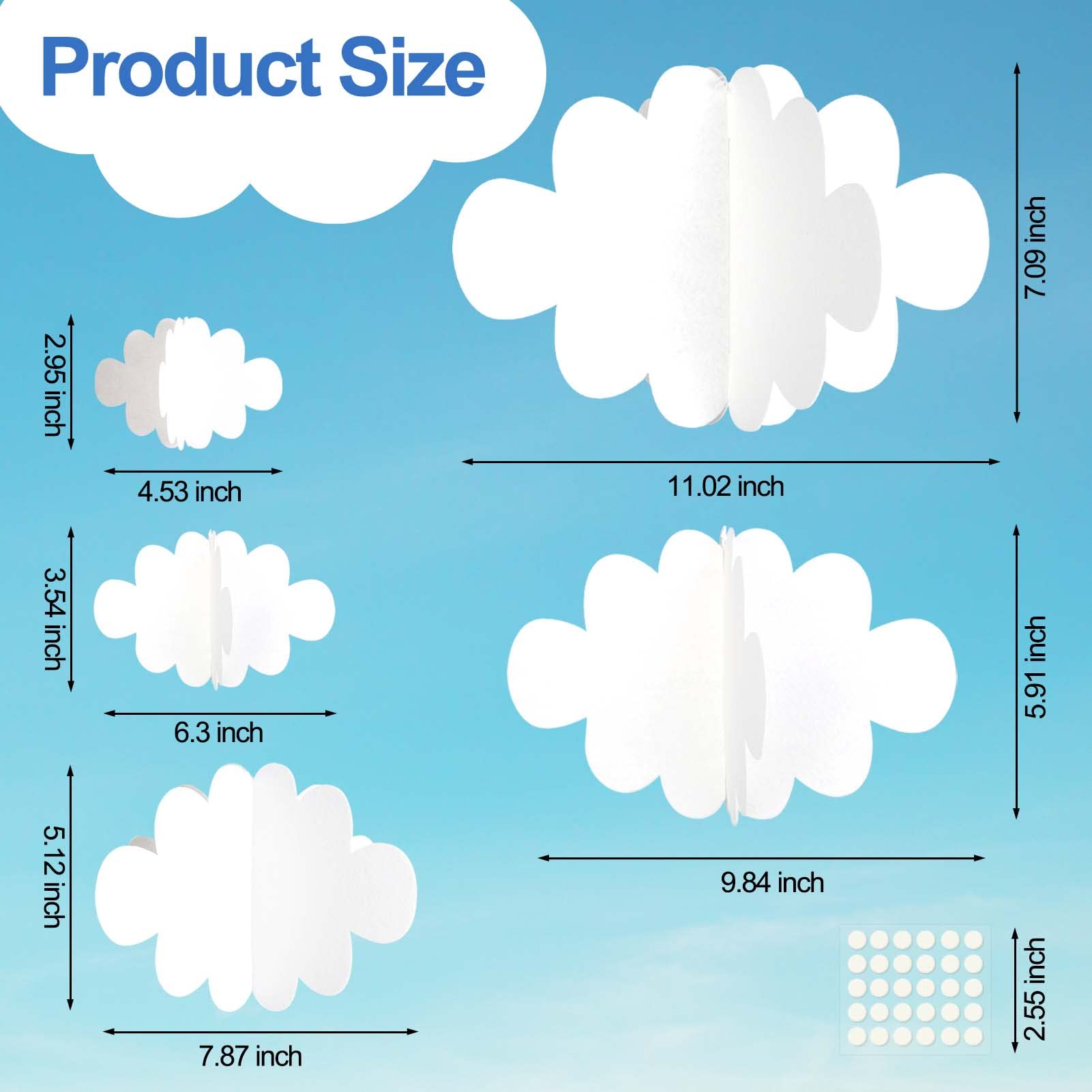Ayfjovs white cloud ornaments pack for nursery ceilings and cozy room decor.
