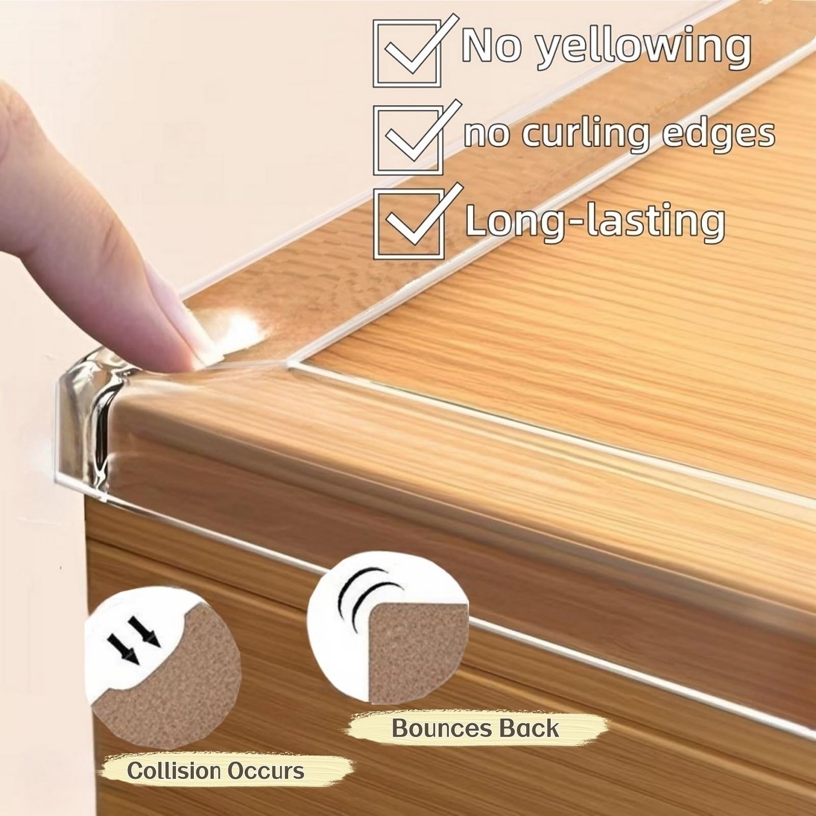 AYHOUKG transparent edge protector blends with surfaces and resists yellowing