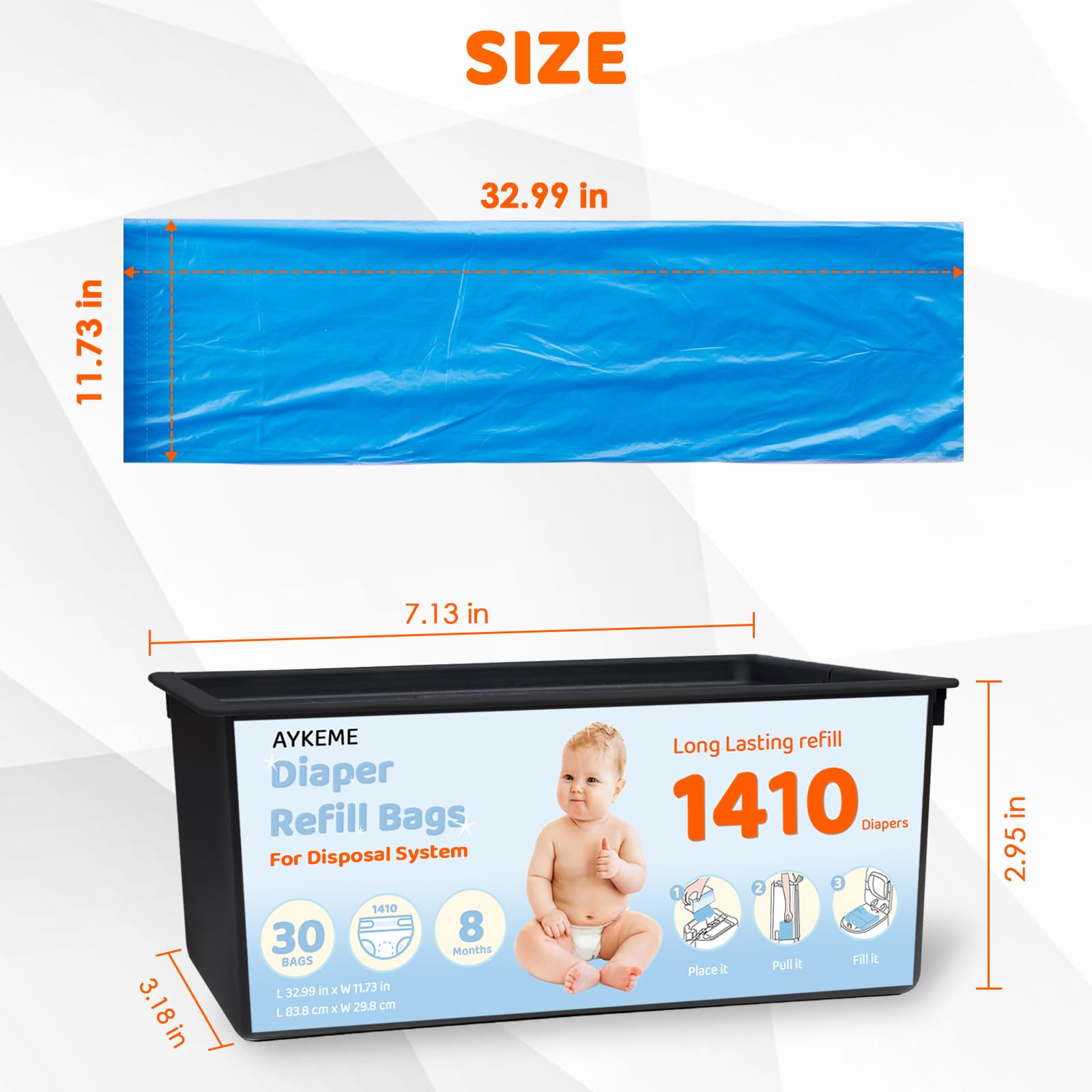 AYKEME three-box packaging image communicates value and convenience with included refills.