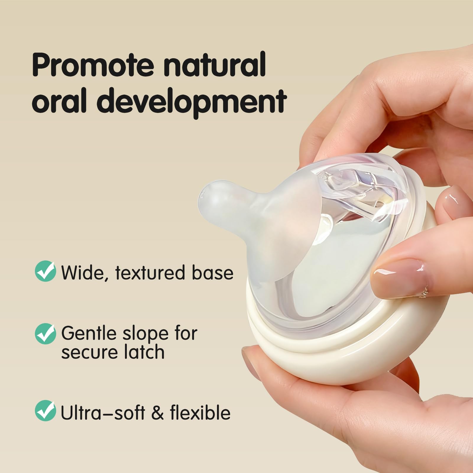 Aynmer Natural Flow four-pack silicone nipples for wide-neck bottles