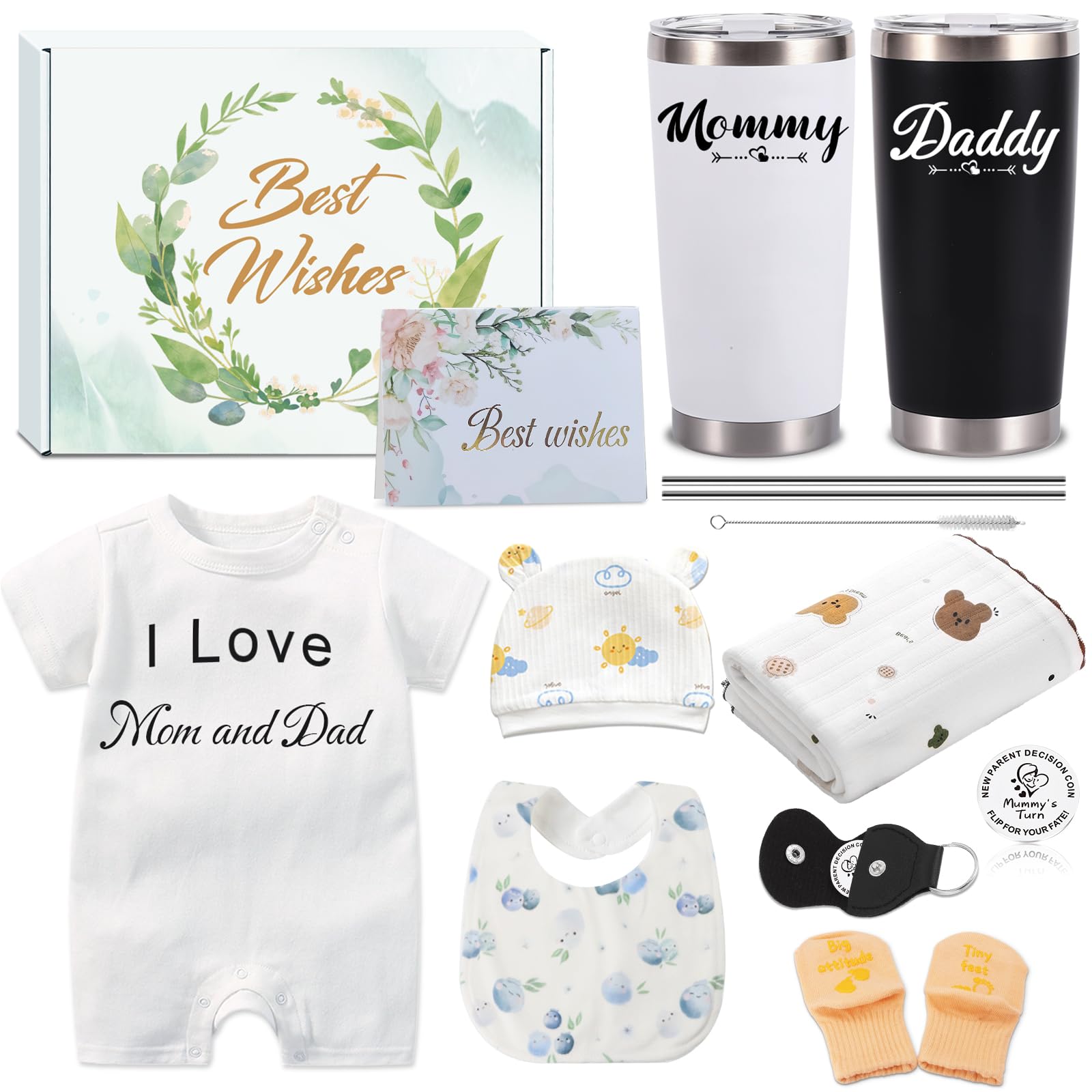 AYWOHA new mom gift box showcases essential items for a warm newborn welcome.