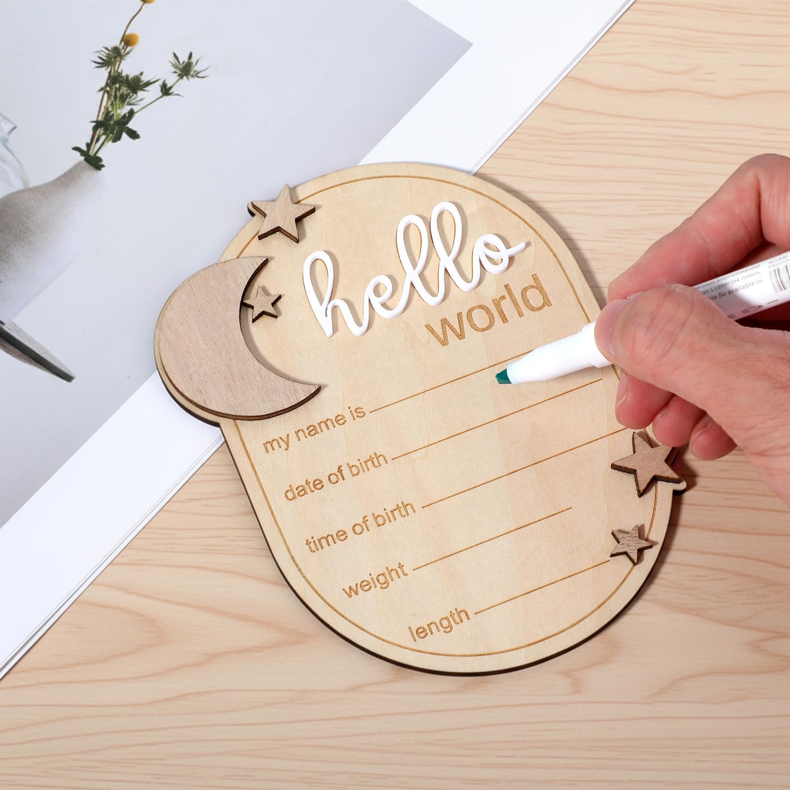 Azefnuhk baby name sign with space to write details.