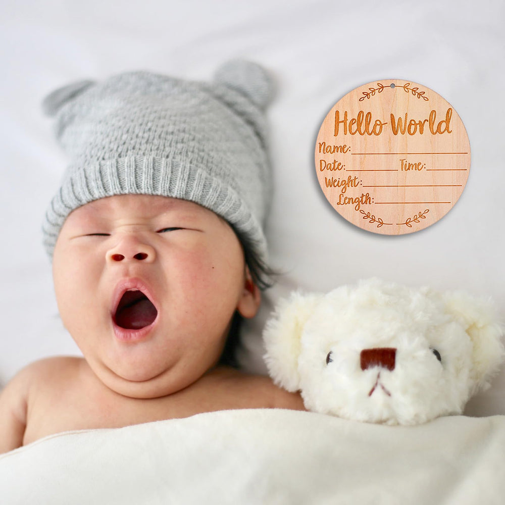 Azefnuhk Hello World sign ready for photos and milestones.