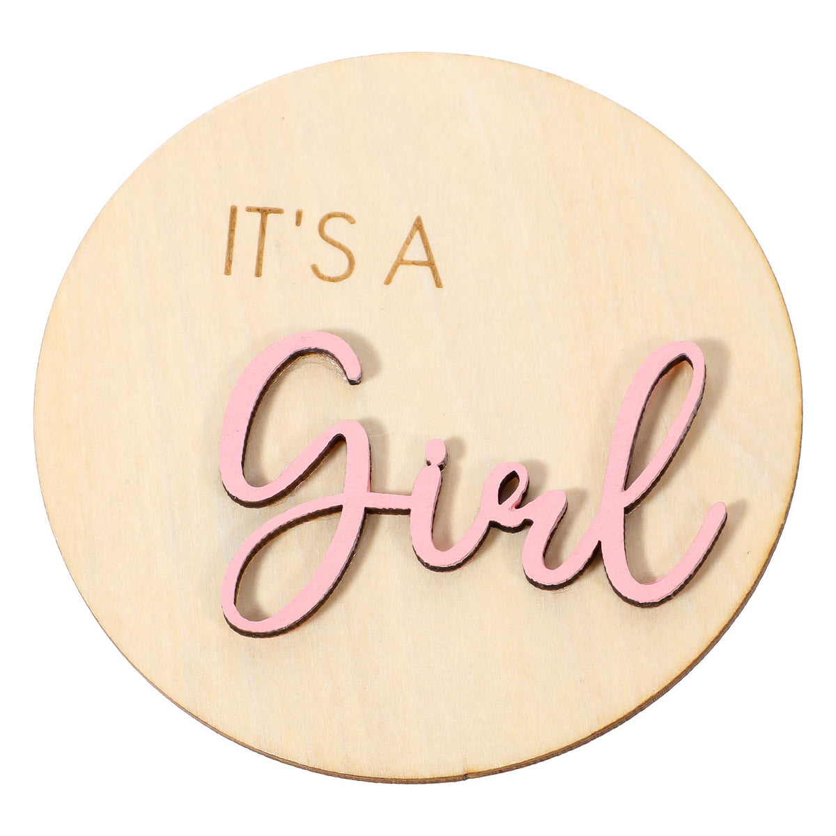 Azefnuhk it's a girl sign wooden plaque with pink font for baby showers