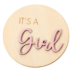 Azefnuhk it's a girl sign wooden plaque with pink font for baby showers