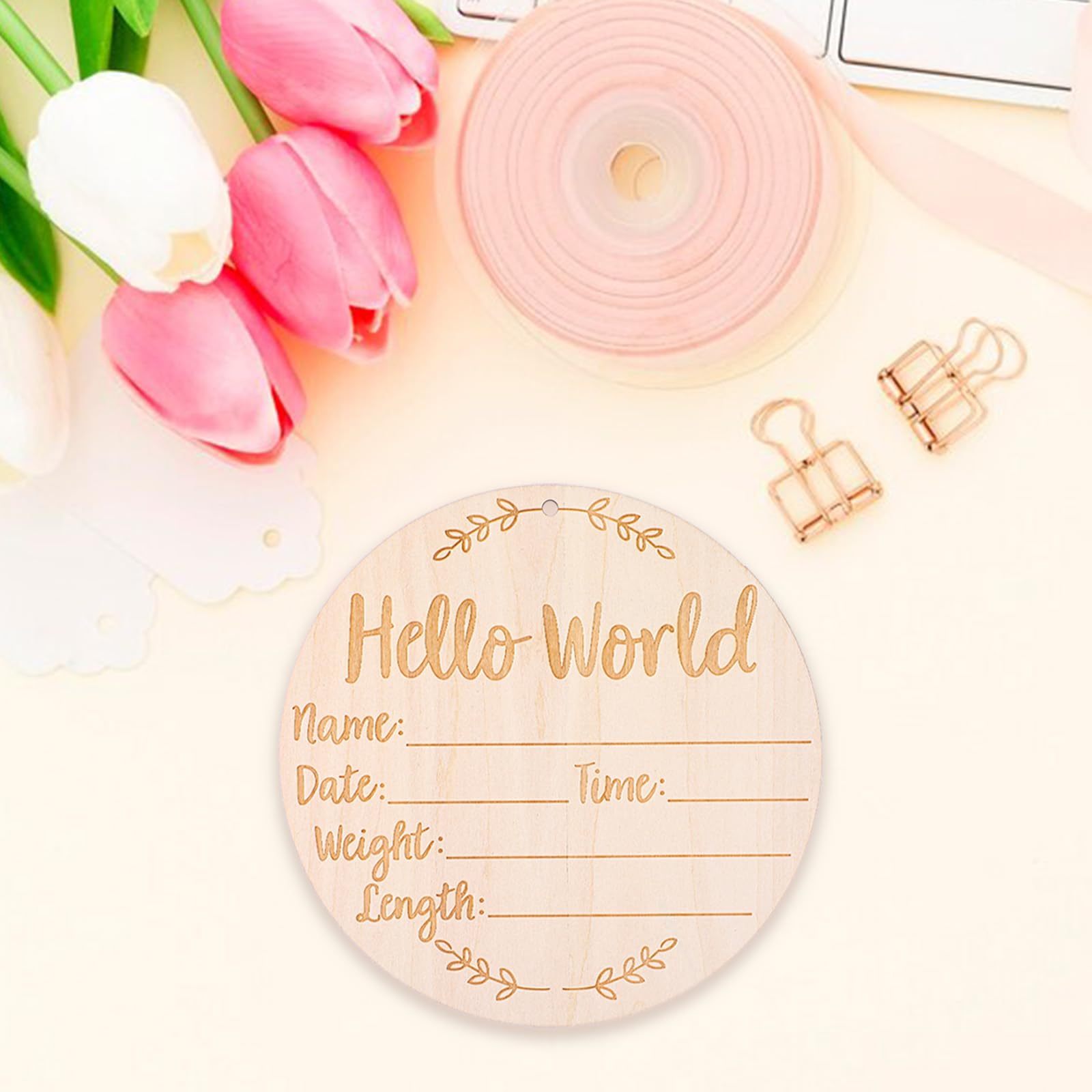 Azefnuhk Baby sign prop ideal for hospital and nursery decor.