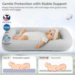 Azopesy Baby Lounger 3D support offers soft, stable positioning during tummy time and play.
