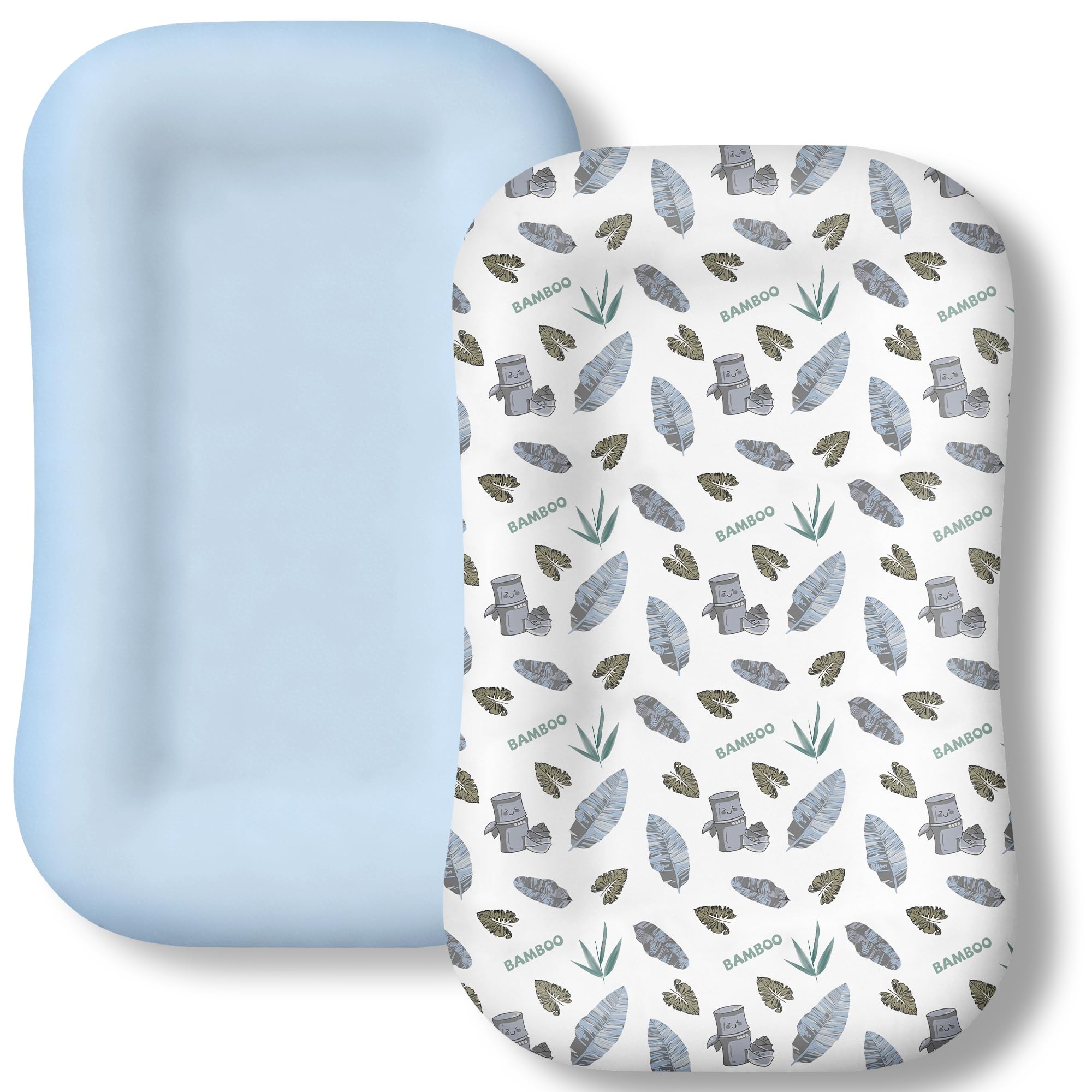 Azopesy baby lounger cover 2-pack in gray, silky bamboo viscose for breathable, gentle skin comfort.