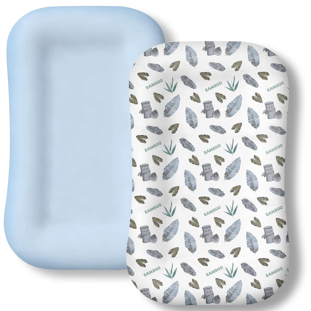 Azopesy baby lounger cover 2-pack in gray, silky bamboo viscose for breathable, gentle skin comfort.
