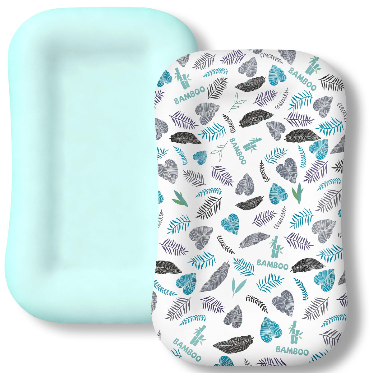 Azopesy baby lounger cover 2-pack in silky bamboo, breathable and moisture-wicking for comfy naps.