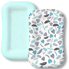 Azopesy baby lounger cover 2-pack in silky bamboo, breathable and moisture-wicking for comfy naps.