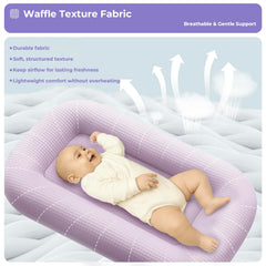 Azopesy baby lounger newborn pink side view in cozy play setup.