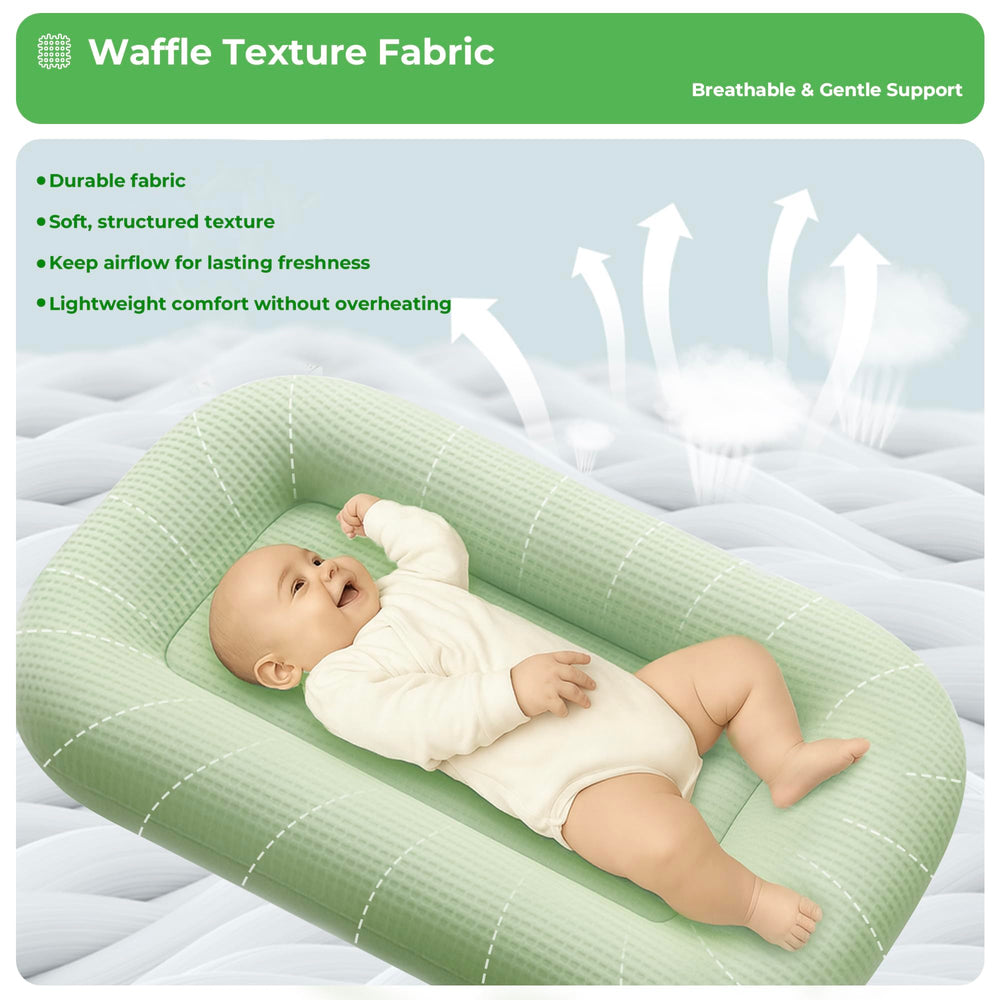 Azopesy lounger wraparound bumper in action providing gentle neck and spine support.