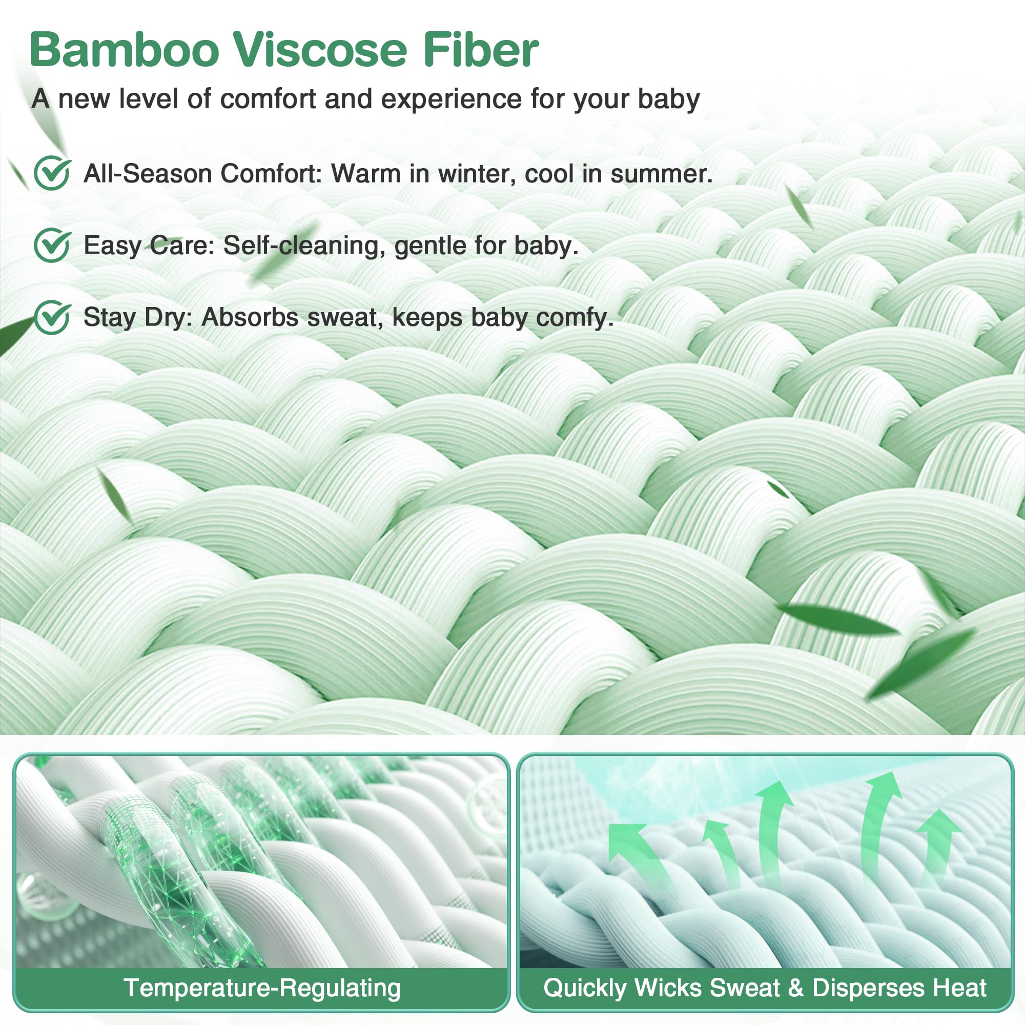 Azopesy moisture-wicking fabric helps keep baby dry and comfortable.