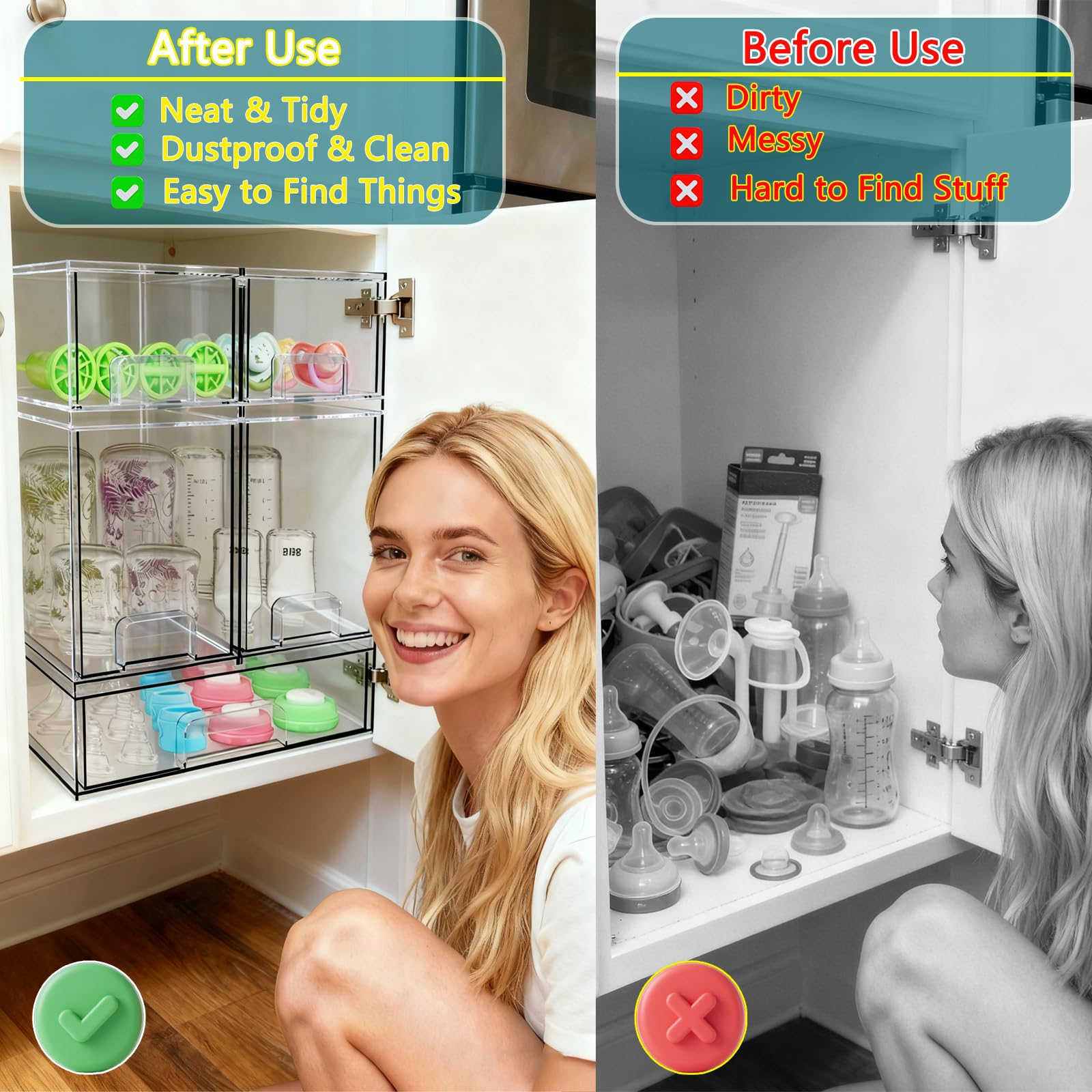 Azorteja 5-pack stackable bins maximize countertop space for neat storage