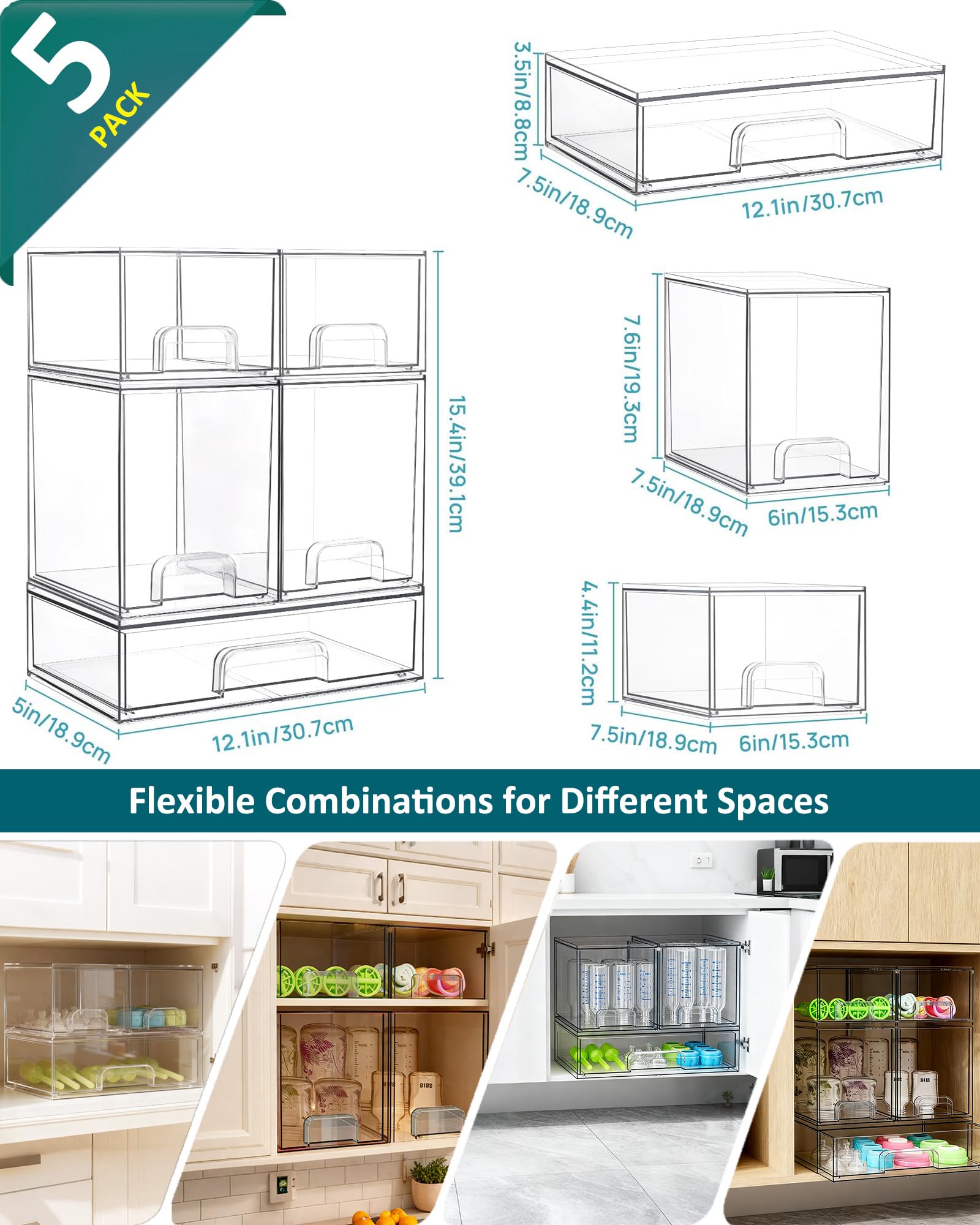 Azorteja clear acrylic bottle storage with transparent drawers and dust protection