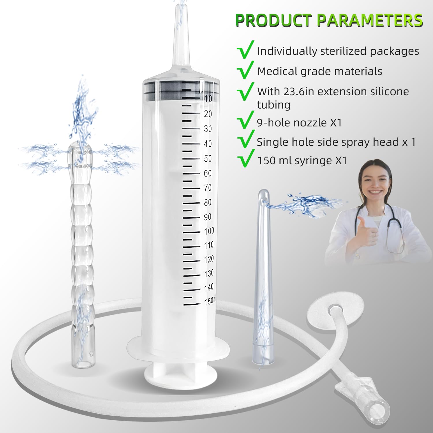 AZREKV 23.6-inch hose provides flexible reach for cleansing use.