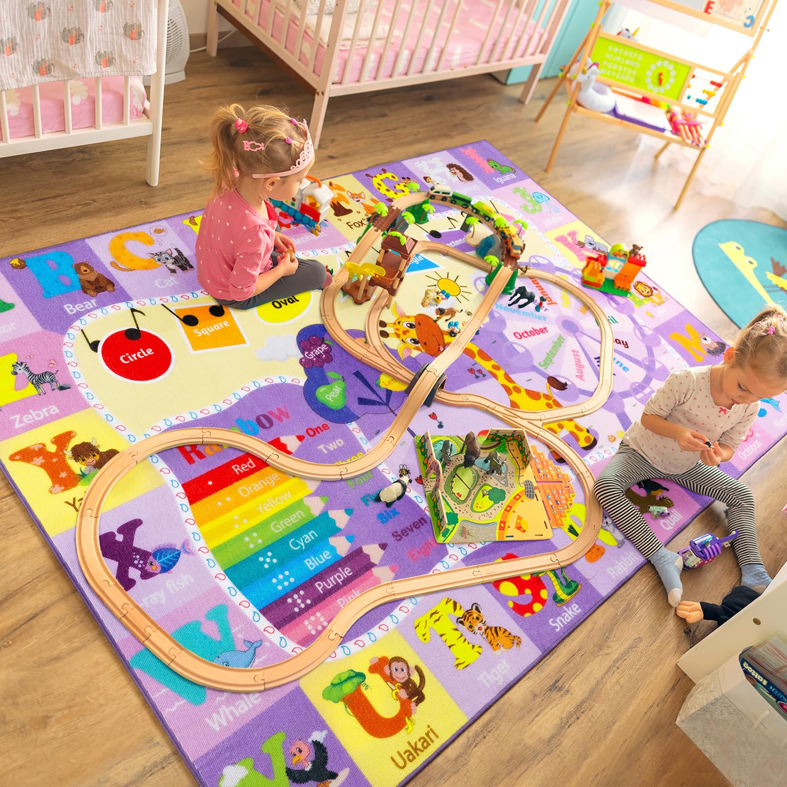 B BENRON versatile rug suitable for playroom and classroom in purple