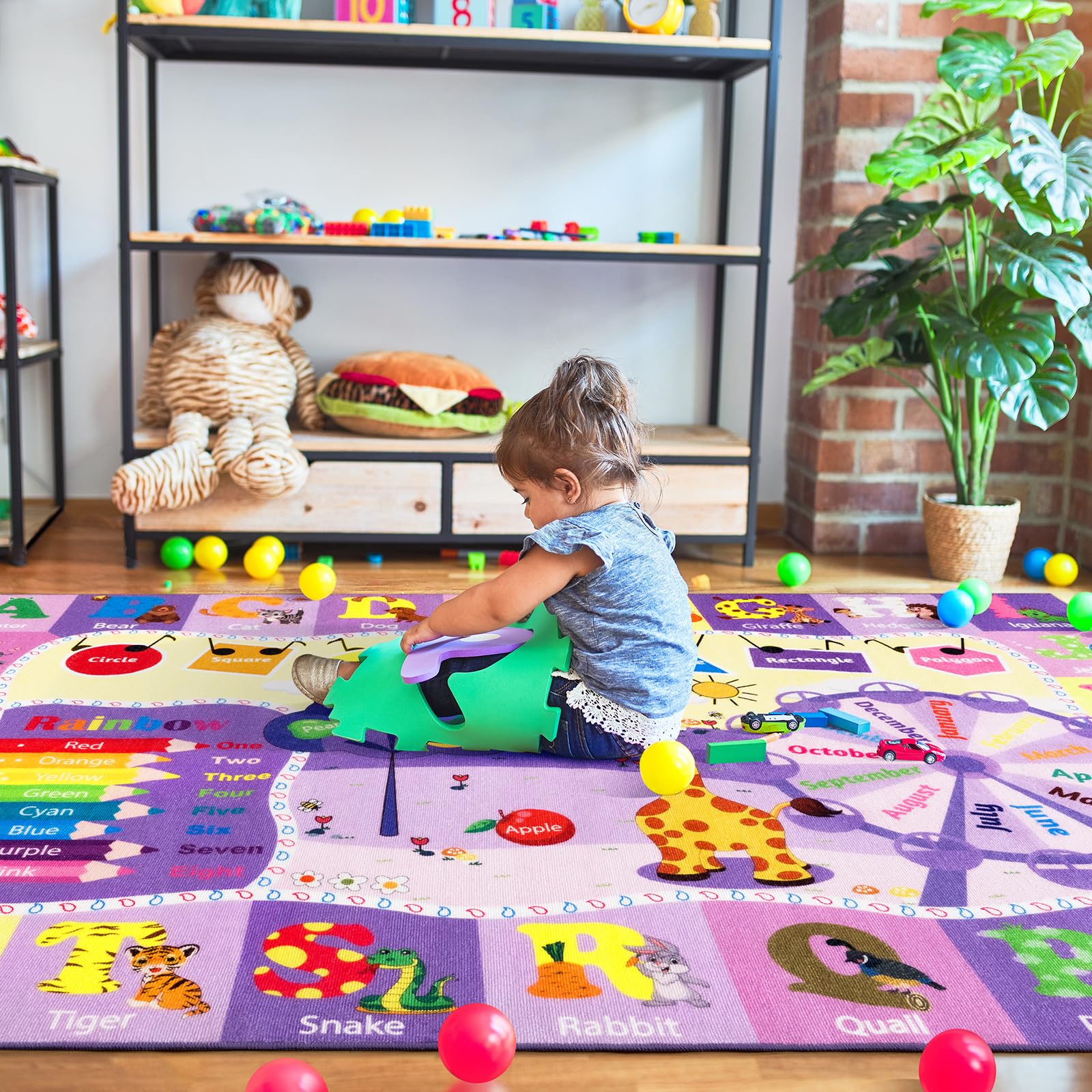 B BENRON washable and durable kids rug maintaining color after washing in purple