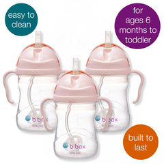 b.box Sippy Cup with easy grip handles helps little hands learn independent sipping.