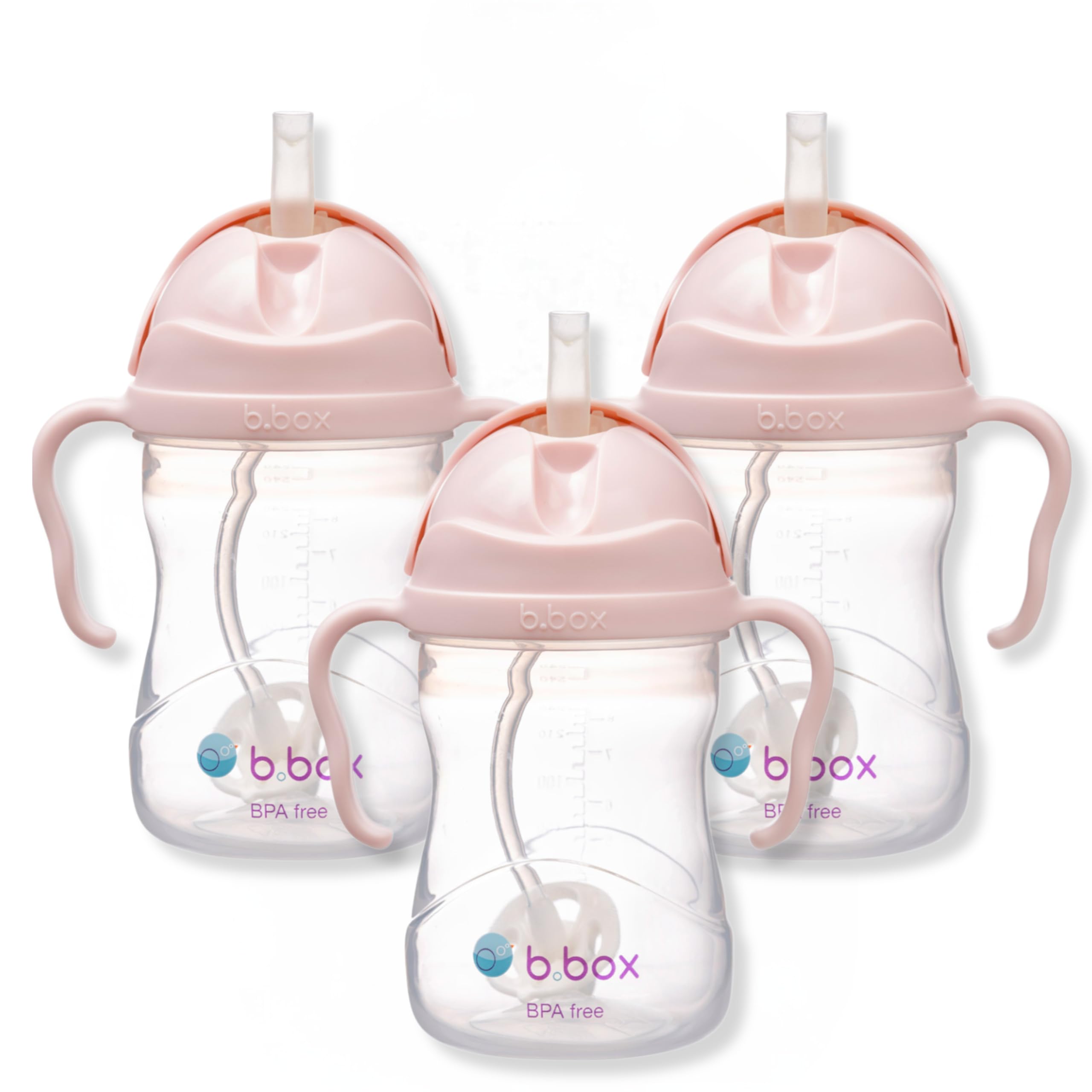 b.box Sippy Cup weighted straw allows drinking from any angle for infants and toddlers.