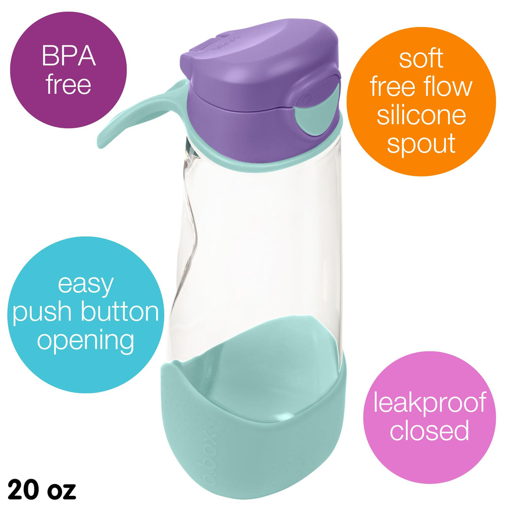 Leak-proof lid on the b.box Sport Spout bottle prevents spills during active days.