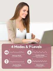 BaeMee wearable pump interface showing modes and suction levels