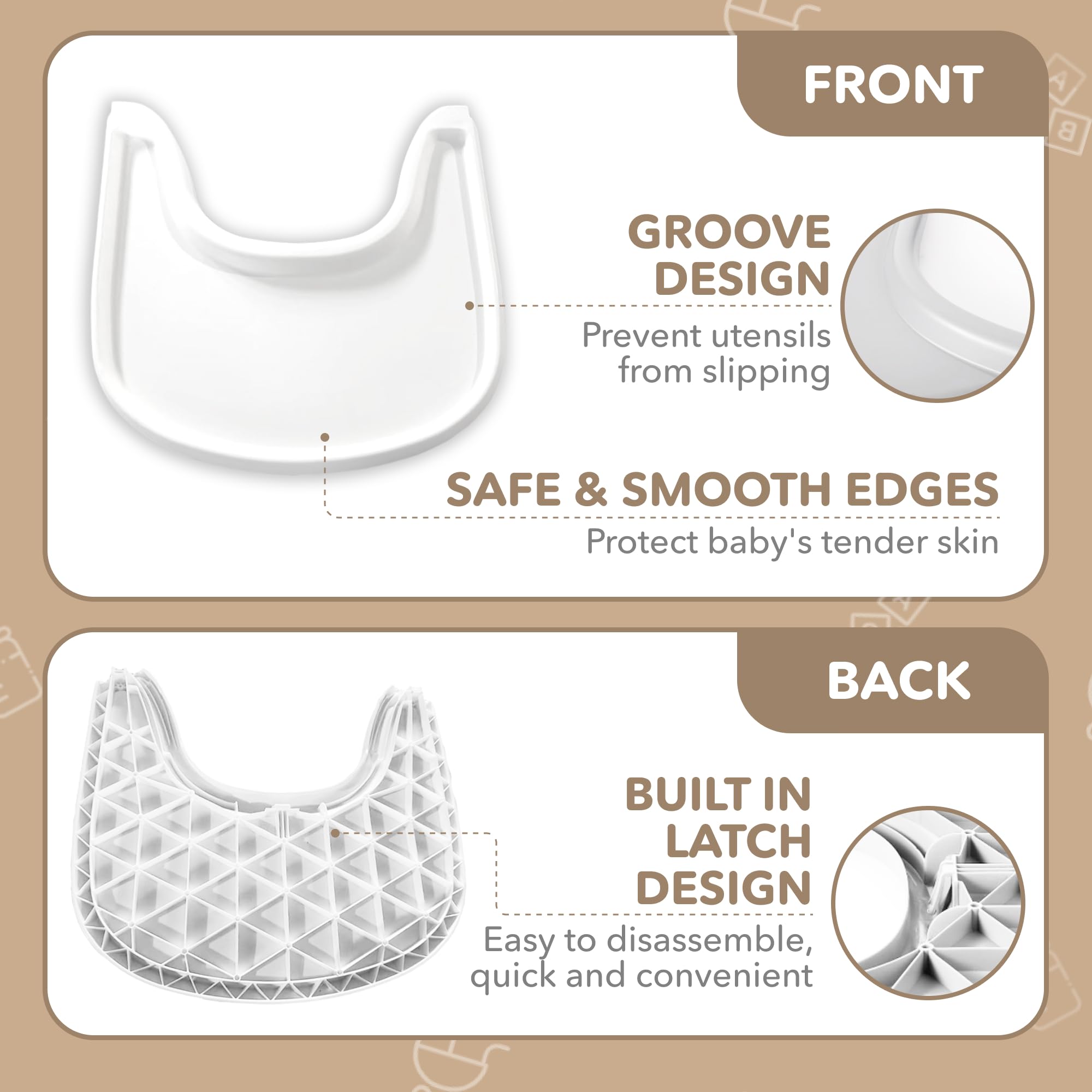 Babarta easy-clean removable tray simplifies daily cleanup after meals.