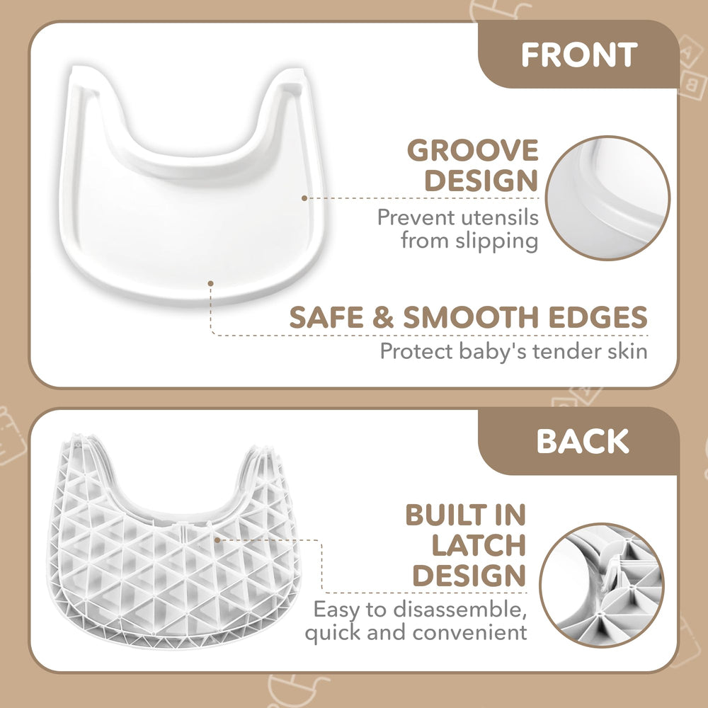 Babarta easy-clean removable tray simplifies daily cleanup after meals.