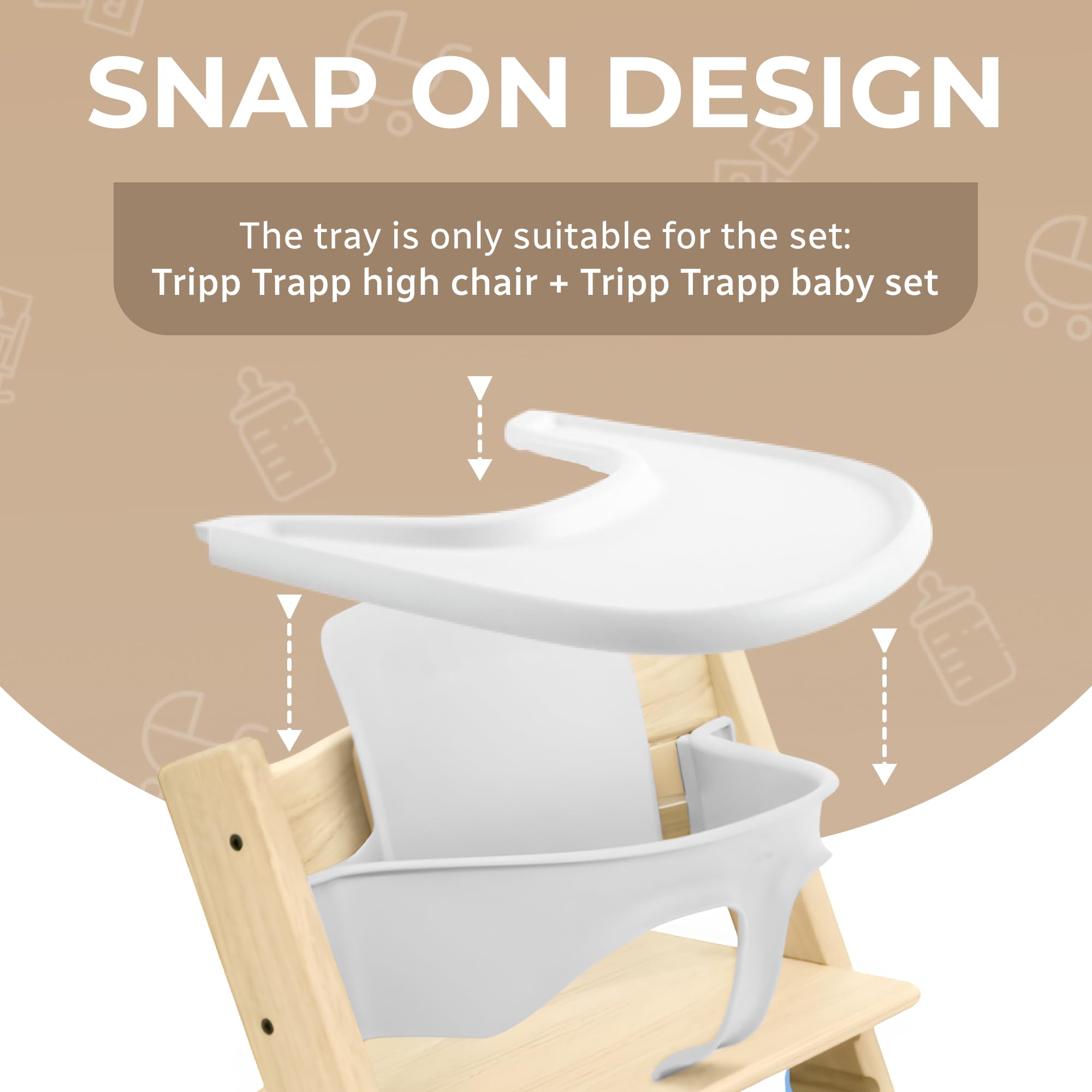 Babarta tray with grooved-edge design helps prevent slipping of utensils.